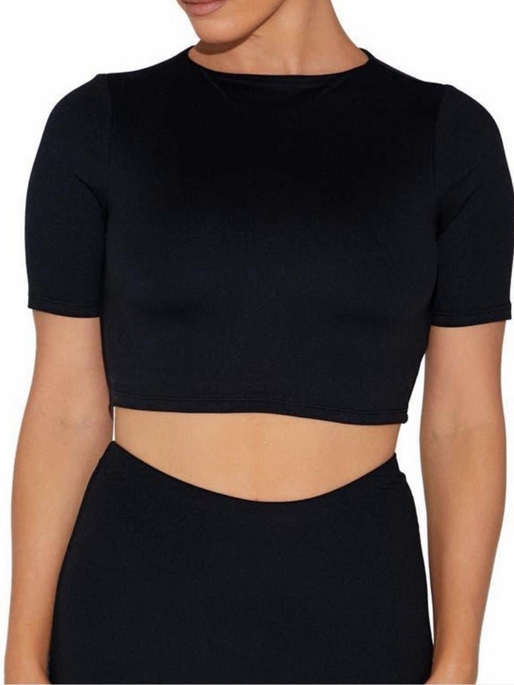 naked wardrobe Black Short Sleeve Crop Top
